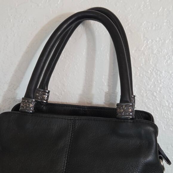 Fossil Leather Shoulder Bag Purse Handbag Black 3 Compartment‎ Lined CLEAN - Picture 7 of 14